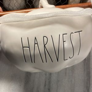 Rae Dunn Harvest Pumpkin Serving dish with lid and wooden serving spoon